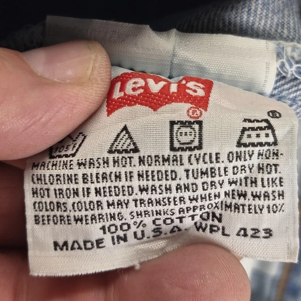 Vintage Levis 501 Jeans Mens Blue Straight Button Fly USA Altered Hem Fits 32x30